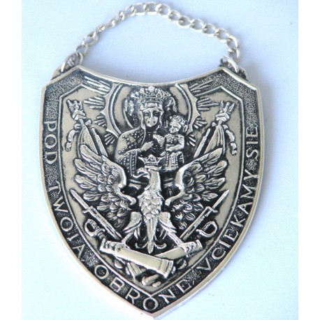 Ryngraf z orłem w koronie i Matką Boską Częstochowską -plater