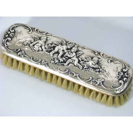 Piękna szczotka do butów lub ubrania - posrebrzana