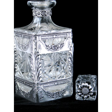 Karafka do whisky - kryształ okuwany platerem - prezent VIP